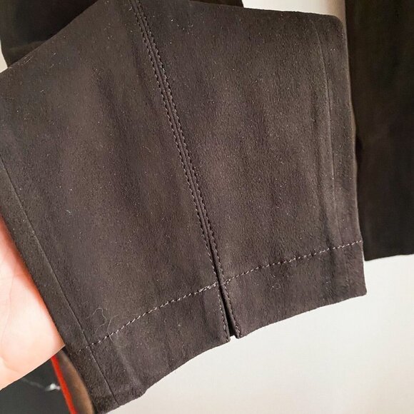 St .John Deep Espresso Brown Suede Ankle Lenght High Rise Leggings Trousers 10 - Picture 4 of 10